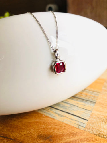 925 Silver Red Stone Chain